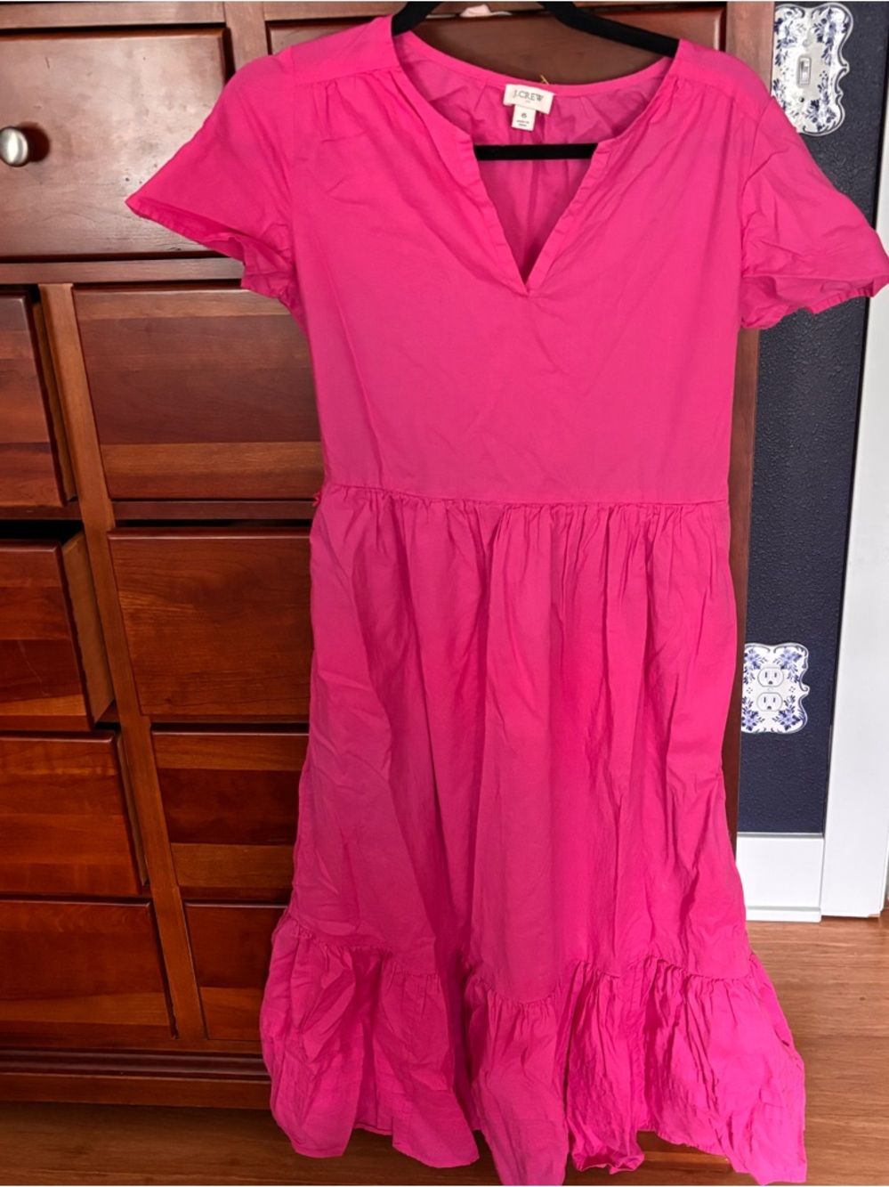 J. Crew Hot Pink Tiered Maxi Dress
